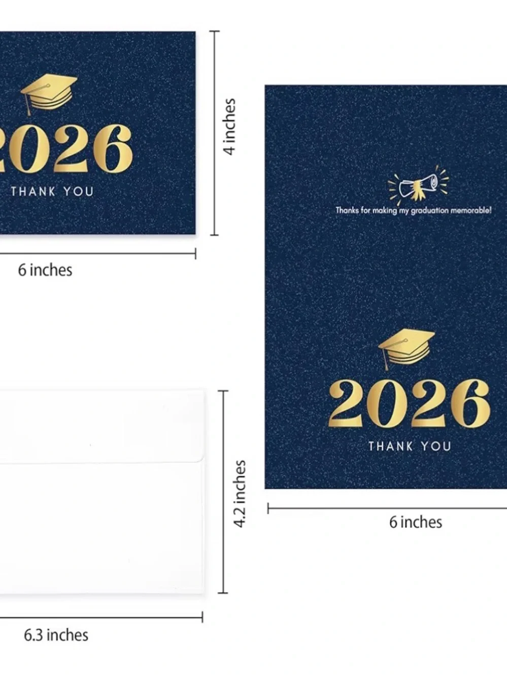2026 Gold & Navy Graduation Thank You Cards - 20